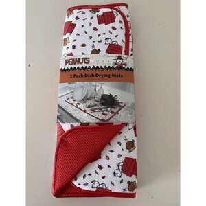 2 Pack Snoopy Peanuts Doghouse Turkey Fall Leaves Dish Drying Mats 16 X 18” NEW